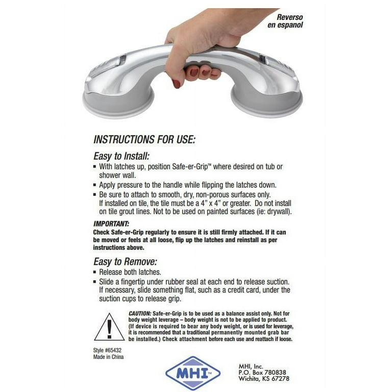 MHI Safe-er-Grip 12-in Chrome Suction Cup Grab Bar MHI Safe-er-Grip 12-in Chrome Suction Cup Grab Bar