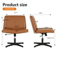 thumbnail image 3 of FDW Cross-Leg Home Office Chair - Armless Adjustable w/Wide Seat & U-Back,Brown, 3 of 7