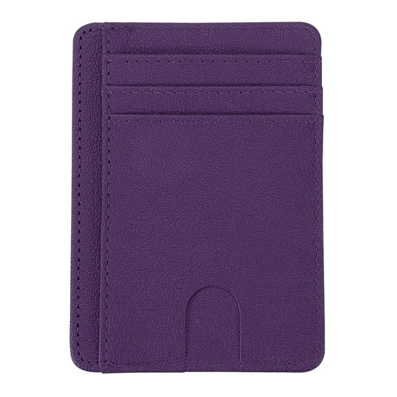 Slim Wallet for Men, Minimalist Front Pocket Simple Leather Credit Card Holder RFID Blocking for Men & Women, Thin Organizer Gifts, Cross - Purple