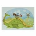 thumbnail image 1 of Fantasy Cutting Board, Knight Don Quixote Horse on Dragon Valley Medieval Image, Decorative Tempered Glass Cutting and Serving Board, Small Size, Apple Green Sky Blue, by Ambesonne, 1 of 1
