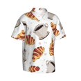 thumbnail image 2 of Coffee Croissant Pattern Hawaiian Shirts For Men, Summer Short-Sleeve Relaxed-Fit Button-Down Shirts Medium, 2 of 9