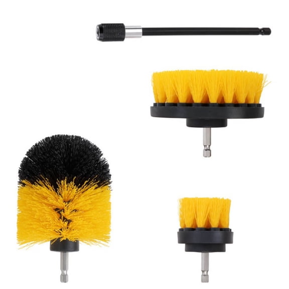 4-Piece Power Scrubber Drill Brush Attachment Set Multi-Purpose Electric Cordless Cleaning Brushes for Home Car Detail Bathroom Grout Tub and Tiles, Yellow (8.00 x 11.00 x 20.00 in)