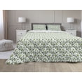 thumbnail image 1 of Floral Comforter & Sham Bedding Set, Nature Themed Pattern with Outline Tropical Flower Petals, 3 pcs Duvet Set Microfiber Filling Quilt, 5 Sizes, Apple Green Olive Green, by Ambesonne, 1 of 4