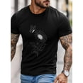 thumbnail image 3 of Men's T-Shirt Single Line Painting Sunflower Butterfly Flower Short Sleeve Casual Tee Classic Crew Neck T-Shirt for Men, S, 3 of 6