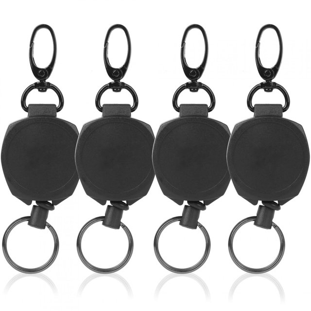 Paquete de 4 llaveros elásticos retráctiles para aventuras al aire libre y prevención de robos. Asegure sus llaves