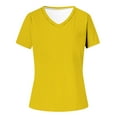 thumbnail image 4 of Fanxing Women's V Neck Short Sleeve T Shirts Loose Fit Tunic Summer Tops Dressy Casual Solid Color T-Shirts Yellow,XXL, 4 of 5