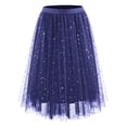 thumbnail image 4 of GEWSEY Tulle Skirts for Women Elastic Waist Dancing Skirt Mesh Tulle Above Knee Skirts (Navy, L), 4 of 5