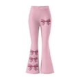 thumbnail image 6 of VBVC Women's Y2K Bow Flare Leg Sweatpants,Ladies High Waisted Trousers,Stretchy Pull-On Pants for Women,Pink,S-2XL, 6 of 8