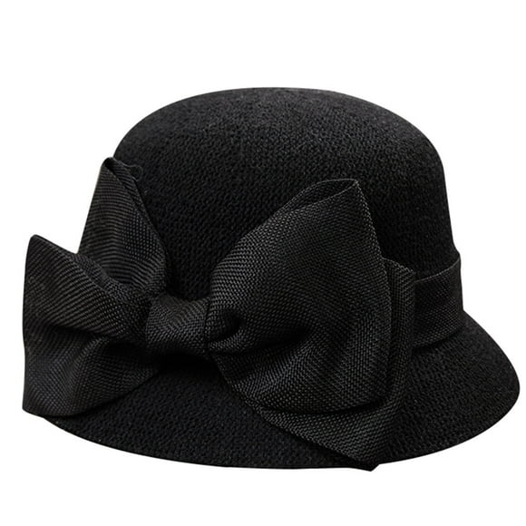 PMVFHDE Bucket Hat Women Summer Fashion Bow Straw Cap Casual Sun Beach Soft Wide Brim Elegant Womens Hat For Travel
