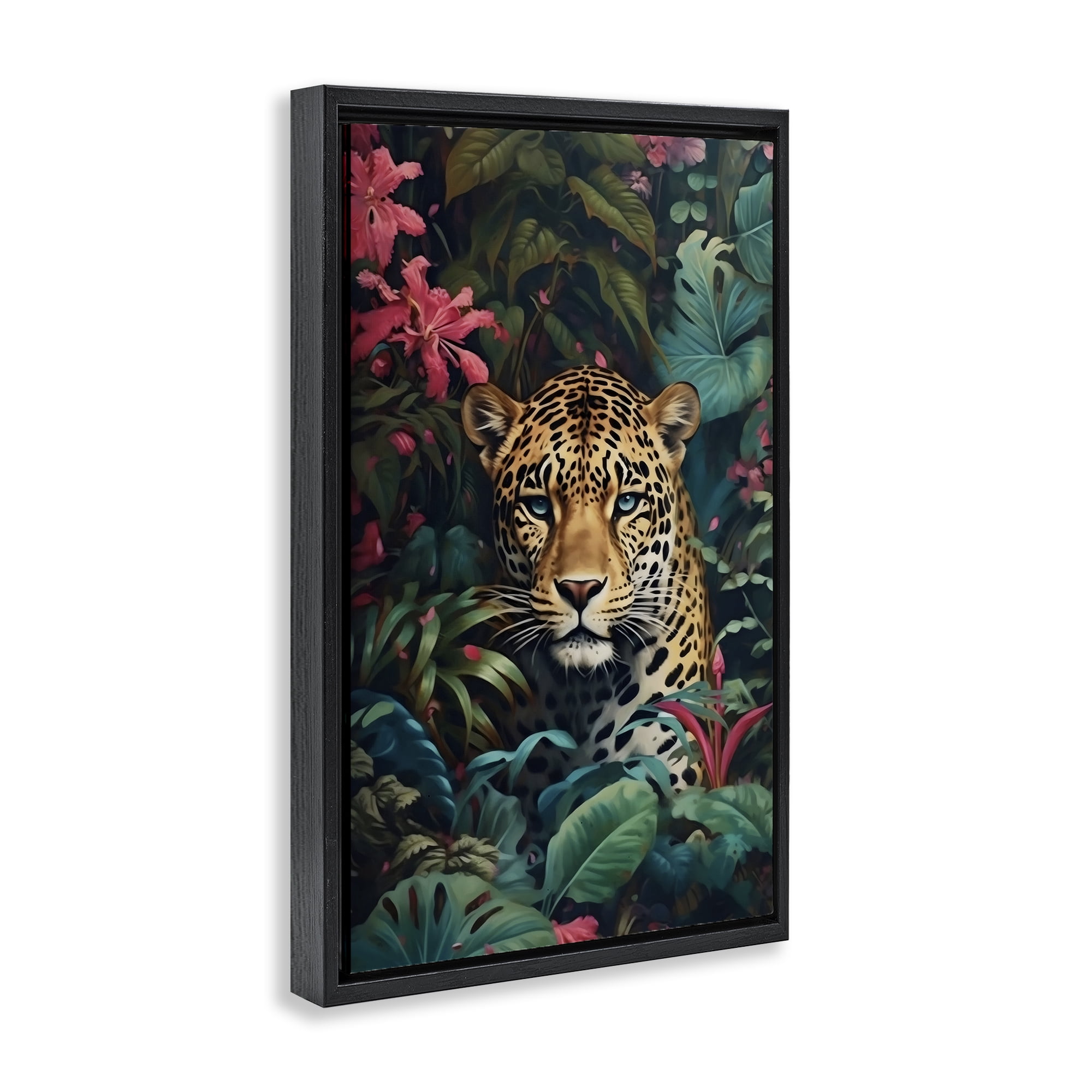Stupell Industries Jaguar with Silent Emerald Gaze Black Framed Floater Canvas Wall Art, design by Creative Studio