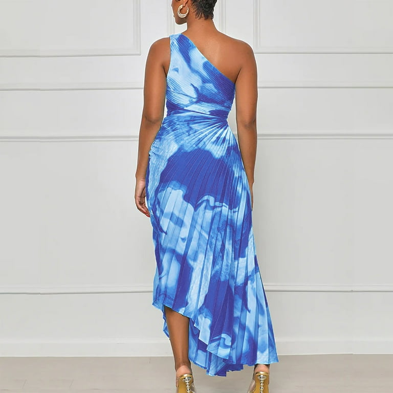 womens dresses tie dye one shoulder dress