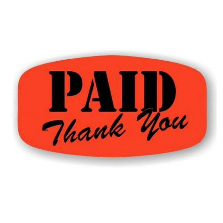 Paid Thank You Store Sticker, Fluorescent Orange Self-Adhesive Retail  Merchandise Labels, 1000 Pack 