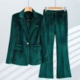 thumbnail image 1 of Conjunto de traje pequeño de terciopelo dorado con parte superior de temperamento femenino para mujer, chaqueta de traje roja, verde, azul y negra, para otoño, 1 of 6