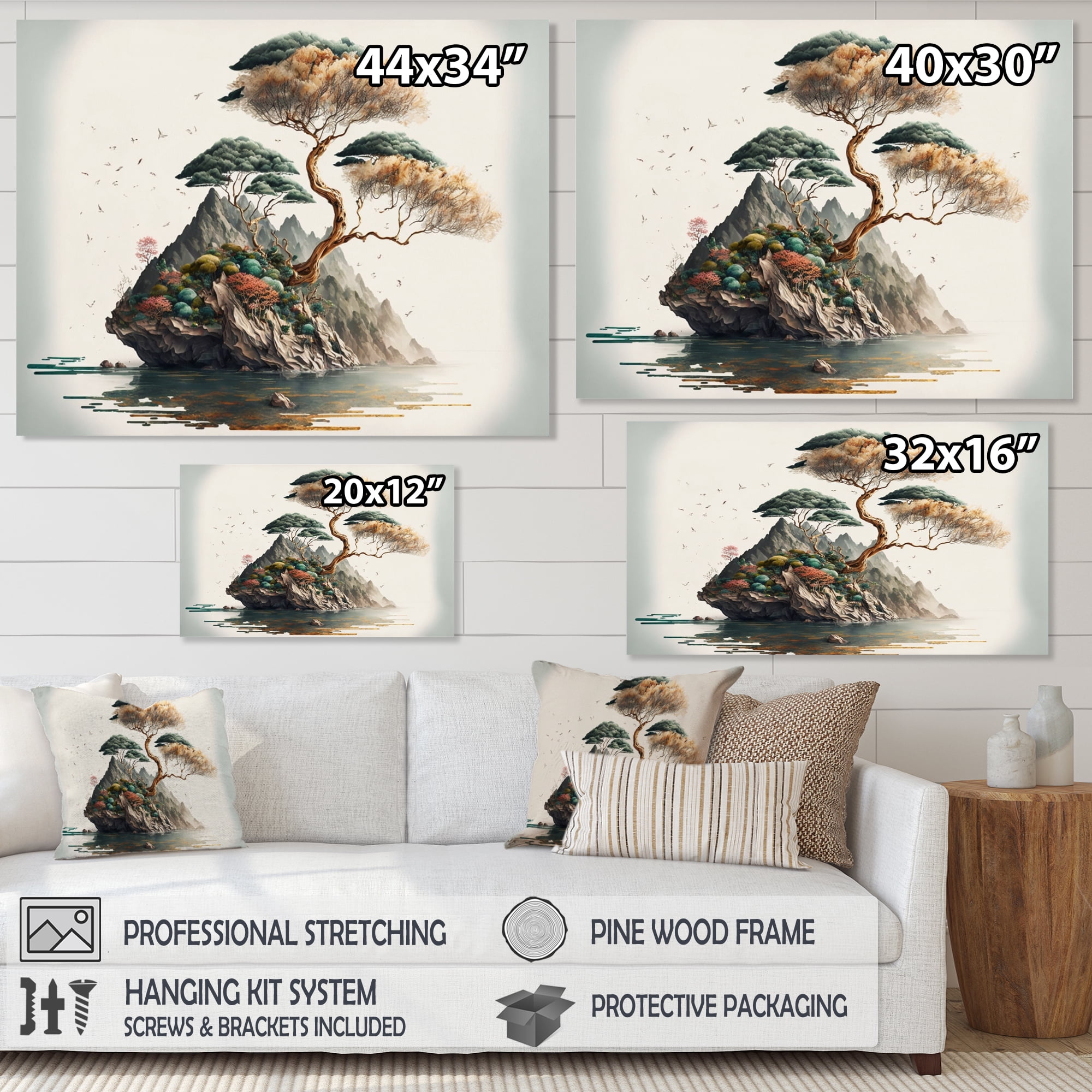 Designart Bonsai By The Water II Canvas Wall Art