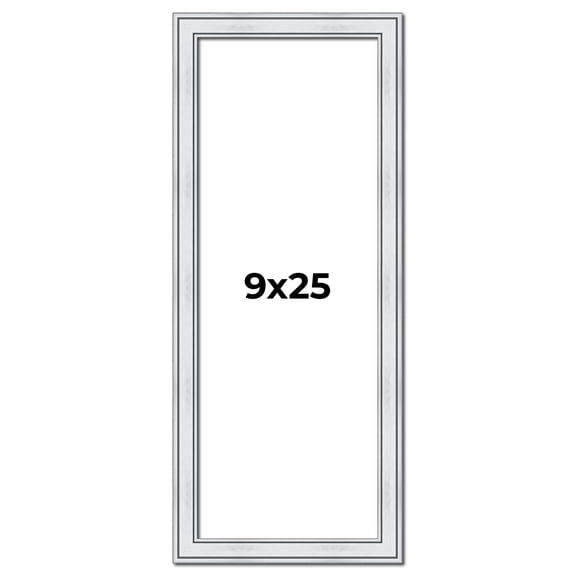 9x25 Frame Sterling Silver Solid Wood Picture Frame | 1.25 Inch Moulding Width | 0.75 Inch Interior