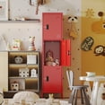 thumbnail image 6 of GangMei Metal Storage Locker with Hooks and Ventilation Holes for Employees,Single Locker with 3 Doors for School Office Gym Bedroom,Assembly Required, Red, 6 of 7