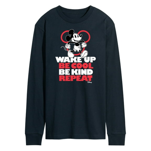 Disney - Mickey Mouse - Wake Up, Be Cool, Be Kind, Repeat - Men's Long Sleeve T-Shirt