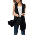 thumbnail image 2 of Ichuanyi Women's Sleeveless Draped Open Front Cardigan Vest Asymmetric Hem Blouse Tops, 2 of 8