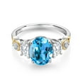 thumbnail image 2 of Gem Stone King 925 Silver and 10K Yellow Gold 3-Stone Ring Topaz Moissanite (2.75 Cttw), 2 of 3