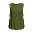 thumbnail image 5 of Womens Summer Shirts Casual Crew Neck Side Tie Tank Top Flowy Peplum Camisole for Daily Vacation Green L, 5 of 7
