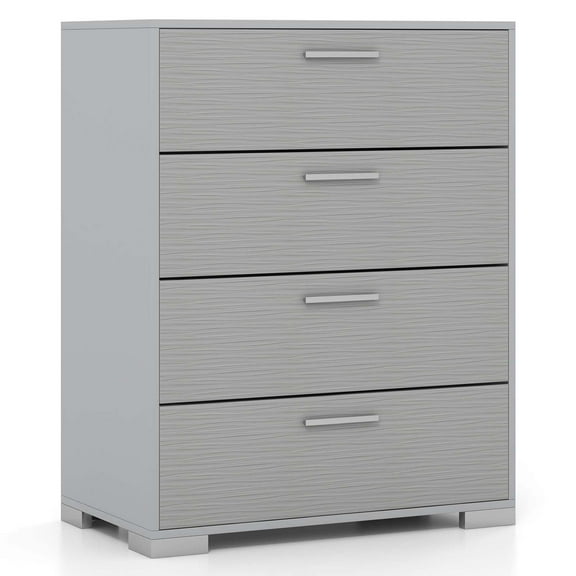 Costway 4 Drawer Storage Cabinet with Metal Legs & Handles Anti-Toppling Devices Gray