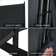 JAXPETY 6 Ft Modern Room Divider, Folding Privacy Screen with 3 Panels and Metal Standing, Portable Wall Partition for Home Office Separator, Black