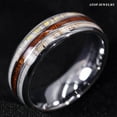 thumbnail image 6 of Tungsten Rings for Men Wedding Bands for Him Womens Wedding Bands for Her 8mm Silver With Antler Koa Wood, 6 of 8