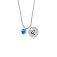 thumbnail image 2 of Delight Jewelry Blue Crystal Heart Silvertone Script Initial Disc - V - Charm Necklace, 20"+3", 2 of 4