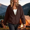 thumbnail image 6 of Bzdzmqm Womens Hooded Zip Up Jackets Fall Winter Spring Casual Windbreaker Lightweight CoverUp Outerwear for Daily Outdoor Wear, Coffee 2XL, 6 of 9