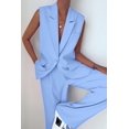 thumbnail image 2 of Conjunto de Traje PRETTYGARDEN Blazer sin Mangas y Pantalones Palazzo Azul Claro M, 2 of 7