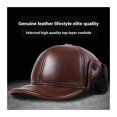 thumbnail image 2 of Men's Genuine Leather Duckbill Baseball Cap with Thick Fleece Lining, Warm Winter Hat, 2 of 6