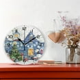 thumbnail image 2 of SKYSONIC Christmas House Wall Clock 10 Inch Silent Non Ticking Round Clock Oil Painting Clock Easy to Read Clock for Living Room Bedroom Bathroom Home Decor, 2 of 7