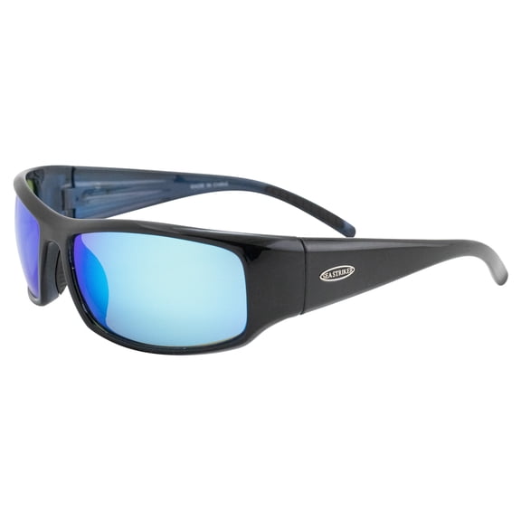 Sea Striker Thresher Beach Boating Fishing Polarized Sunglasses Men Women Black Frame w/Blue Mirror Lens