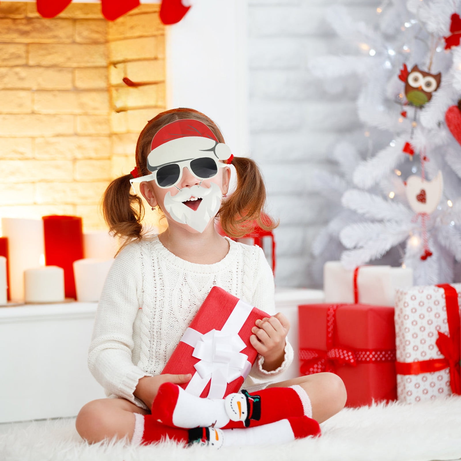 Boovnll Santa Claus Christmas Decorative Glasses Christmas Mask