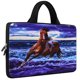 thumbnail image 1 of Funda transporte suave para compu, portátil 14 15 15.4 15.6" iColor, protectora Dell Lenovo Toshiba HP Chromebook ASUS Acer, bolsa asa, estuche cuaderno, neopreno, soporte funda viajes, Horse ICB-04, 1 of 3