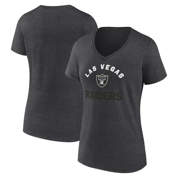 Women's Logo Athletic Heather Charcoal Las Vegas Raiders Unrivaled V-Neck T-Shirt