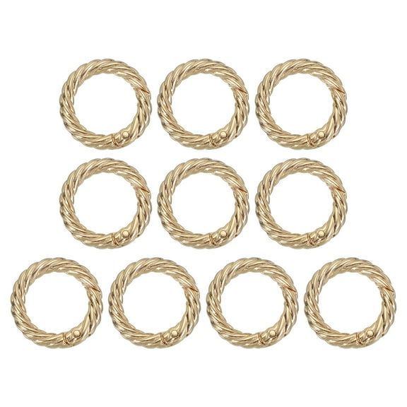 Uxcell Twist Shaped Spring Snap Keychain Clip, 10 Pcs Metal Trigger Keychain Hook for Purses Wallet Belts Light Gold 29 mm
