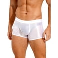 thumbnail image 2 of ZDHoor ZDHoor Mens Shiny Low Rise Boxer Briefs Fitness Sports Shorts Tights Glossy Beach Swimwear White XXL, 2 of 7