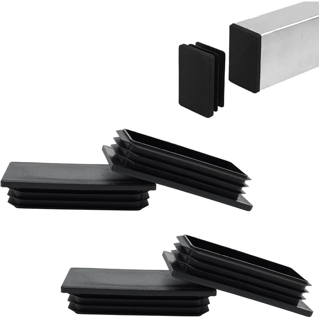 4 PCS 2"x 4" Rectangular Tube End Cap Plastic Plugs, Rectangular Tubing Plug Inserts for Metal Tubing, Fences, Glide Protection from Chair Legs and Furniture, Suitable for 3-5 mm Tube Thickness, Black