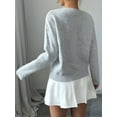 thumbnail image 4 of Women'S 3D Floral Appliques Crewneck Sweaters Long Sleeve Drop Shoulder Pullovers Elegant Knit Tops Gray S, 4 of 8