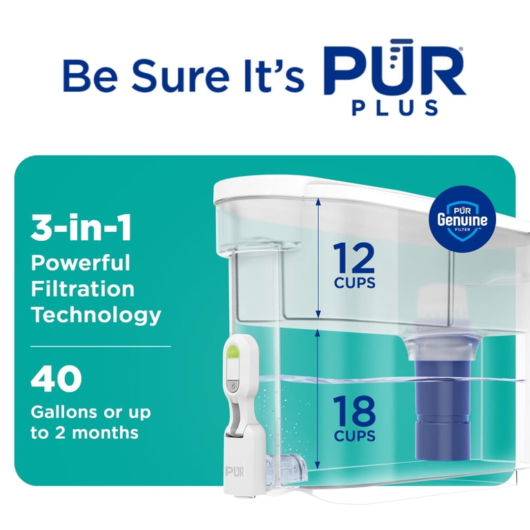 PUR Lead Reducing Water Filter Dispenser, 30 Cup Large Capacity