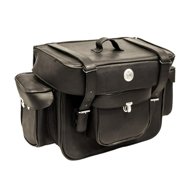 Alforja para respaldo trasero Hmr Machuca Cajas y Alforjas cuero Chopper negro M