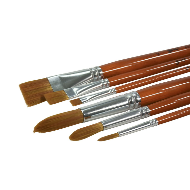 Sax Copper Acrylic Long Wood Handle Paint Brush Set, Assorted size, Set of 6