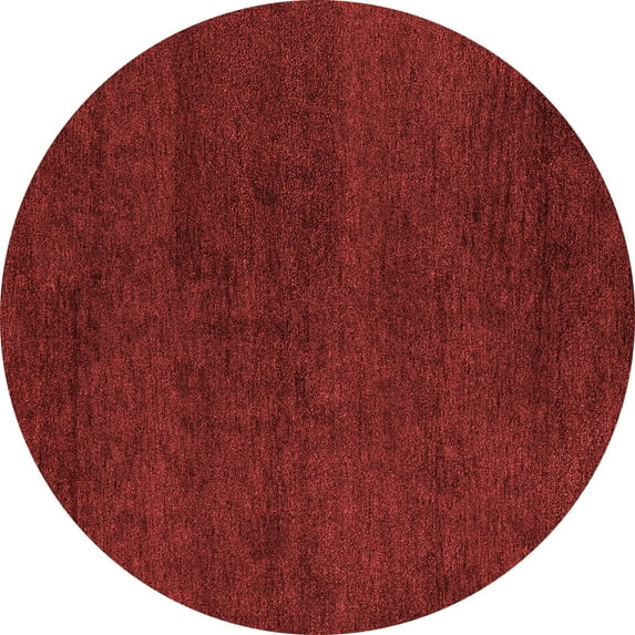 Ahgly Company Machine Washable Indoor Round Abstract Red Modern Area Rugs, 8' Round
