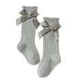 thumbnail image 2 of Slipper Socks Girls Knee High Socks Bow Stockings Toddler Breathable Long Tube Knit Cute Socks Boy's No Show Socks Gray M, 2 of 5