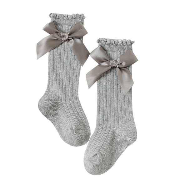 Aofany Girls' Knee-High Socks Bow Princess Design, Mid-Calf Stockings for Toddlers & Kids, Size 0-4T