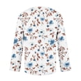 thumbnail image 4 of Fewfanhot Women Floral Print 3/4 Sleeve Blouse, V‑Neck Button Decor Casual Loose Shirt Tunic Top for Ladies, 4 of 5