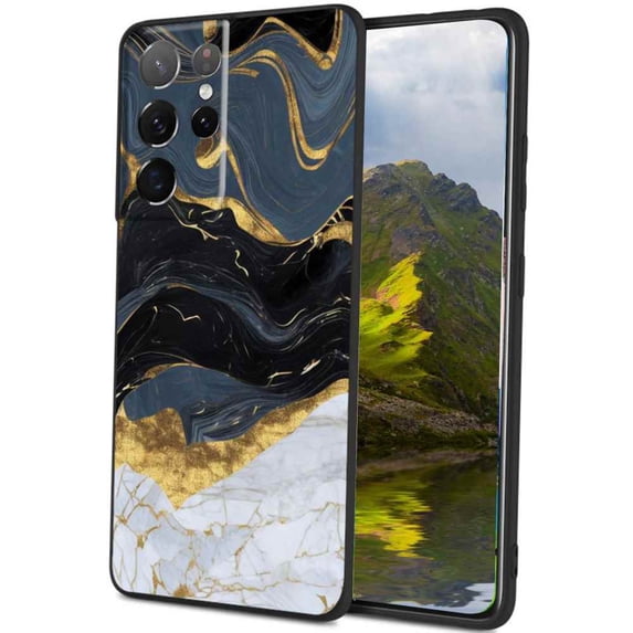 Compatible with Samsung Galaxy S23 Ultra Phone Case, White-Golden-Marble-110-jpg-3-2 Case Men Women, Flexible Silicone Shockproof Case for Samsung Galaxy S23 Ultra