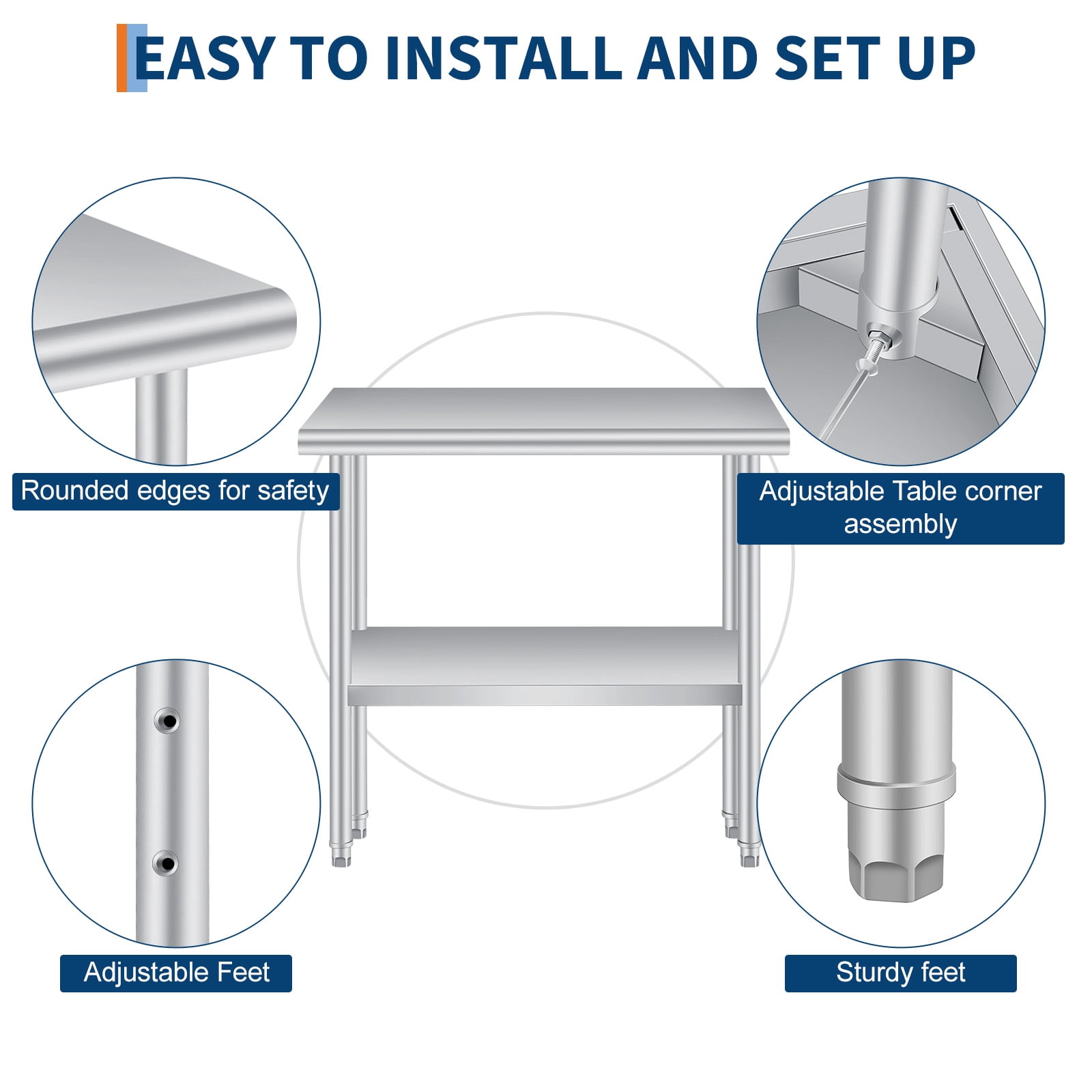 24x36 Inch Stainless Steel Outdoor Kitchen Work Table – Backsplash, Adjustable Undershelf, Rolling Casters, Heavy Duty Prep for Restaurant & Workshop