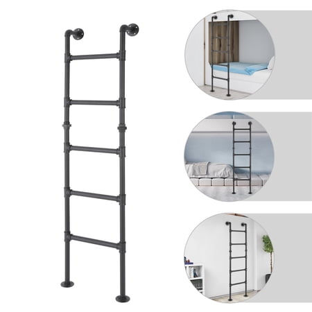 Shzicmy 5-Step Carbon Steel Ladder Bunk Bed Ladder Stair Black 200kg/440.92lbs 66.93 in